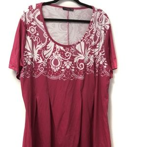 Azalea Plus Size Pink White Short Sleeve Top